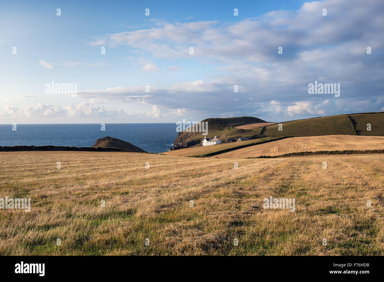 A house on the cliffs at Port Quin on the north coast of Cornwall Stock