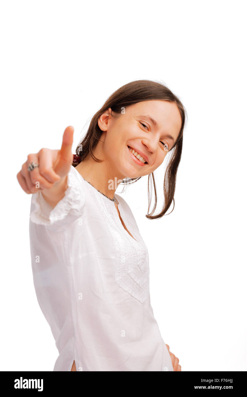 Young woman showing a thumbs up Stock Photo - Alamy