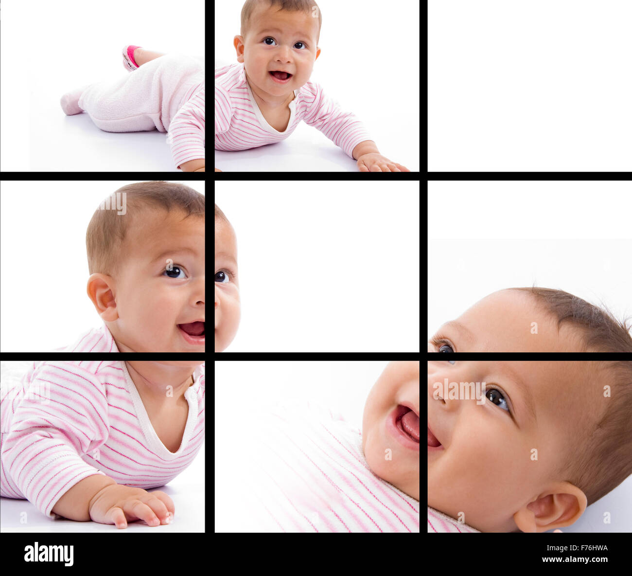 photomontage of young adorable baby smiling Stock Photo