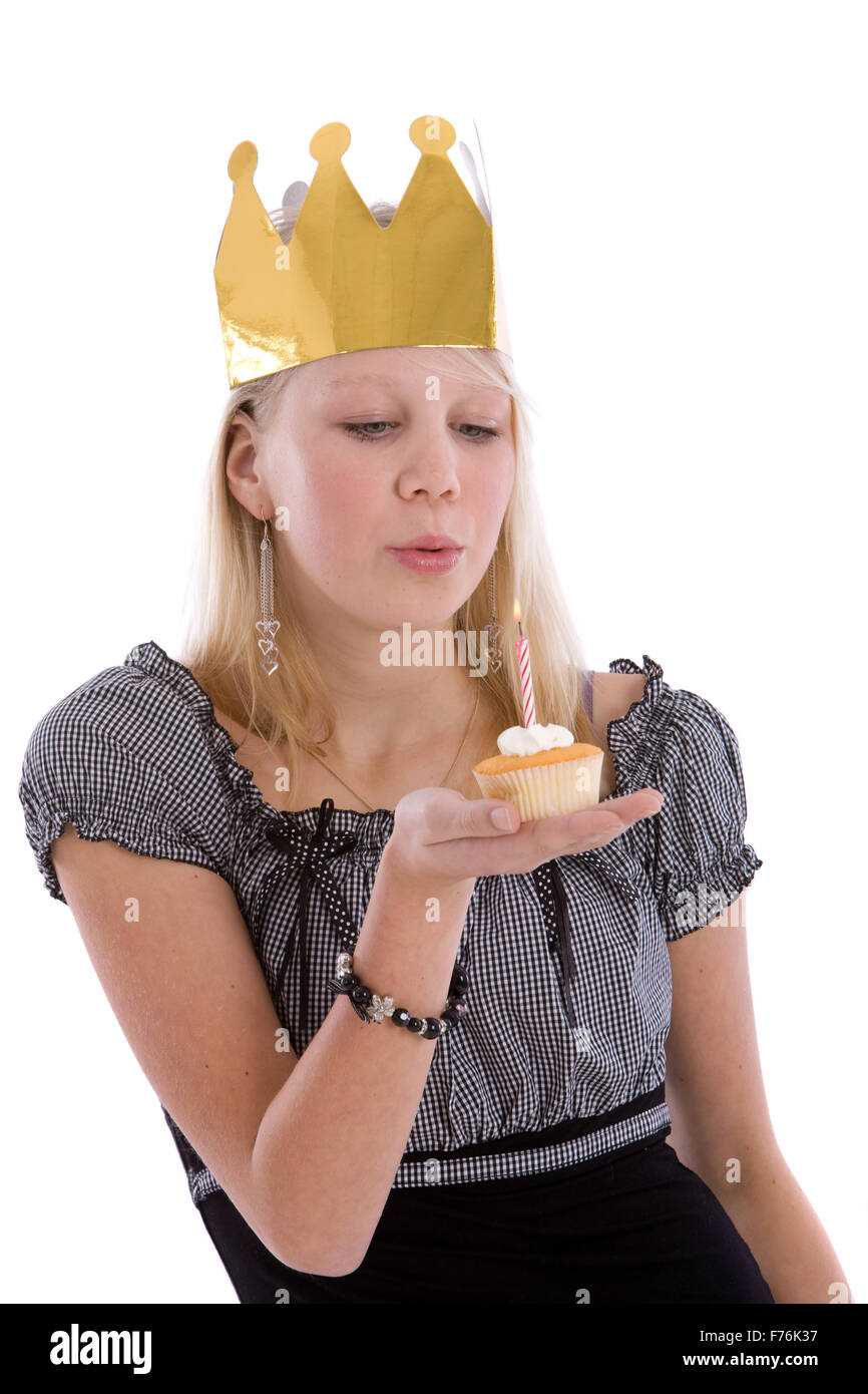 Blowing the candle Stock Photo Alamy