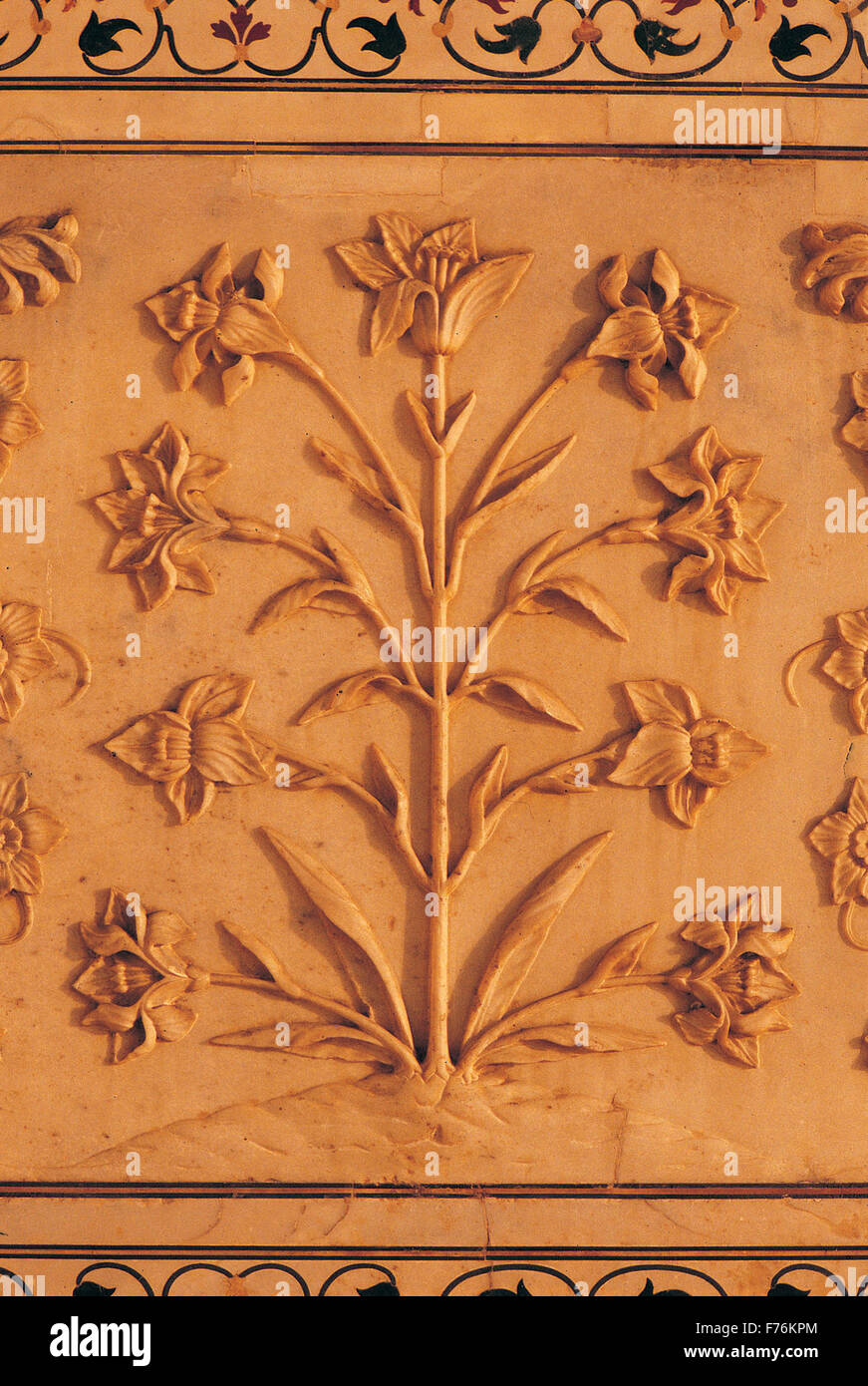 Motif Designs On Taj Mahal Agra Delhi India Asia Stock Photo Alamy