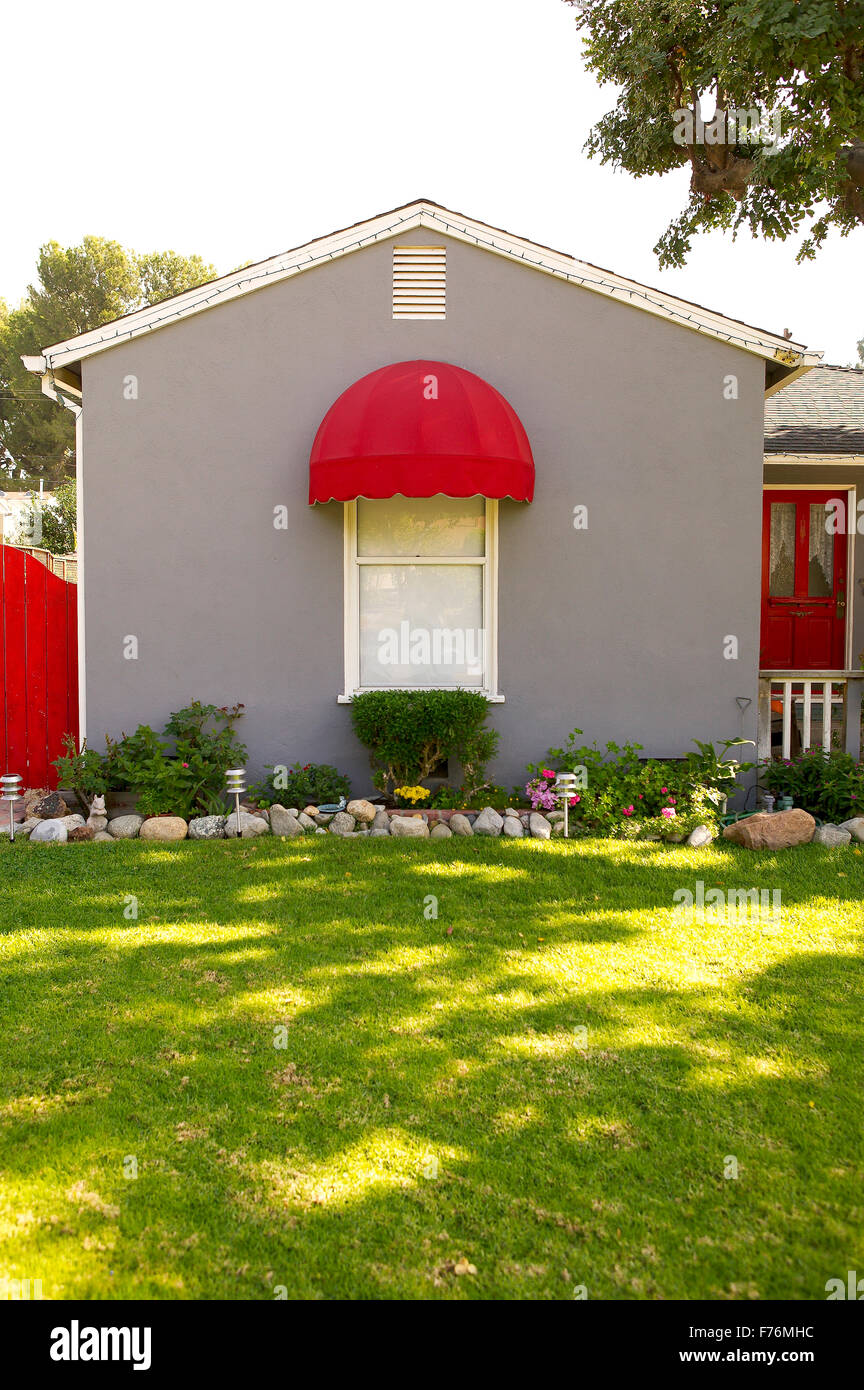 Red Awning Stock Photo Alamy