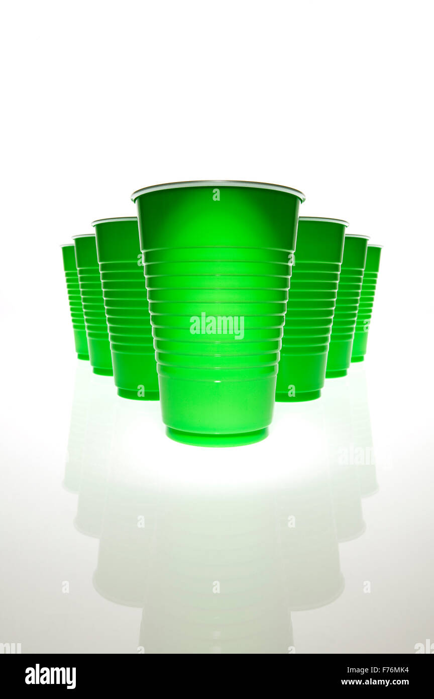 Green plastic cups Stock Photo Alamy