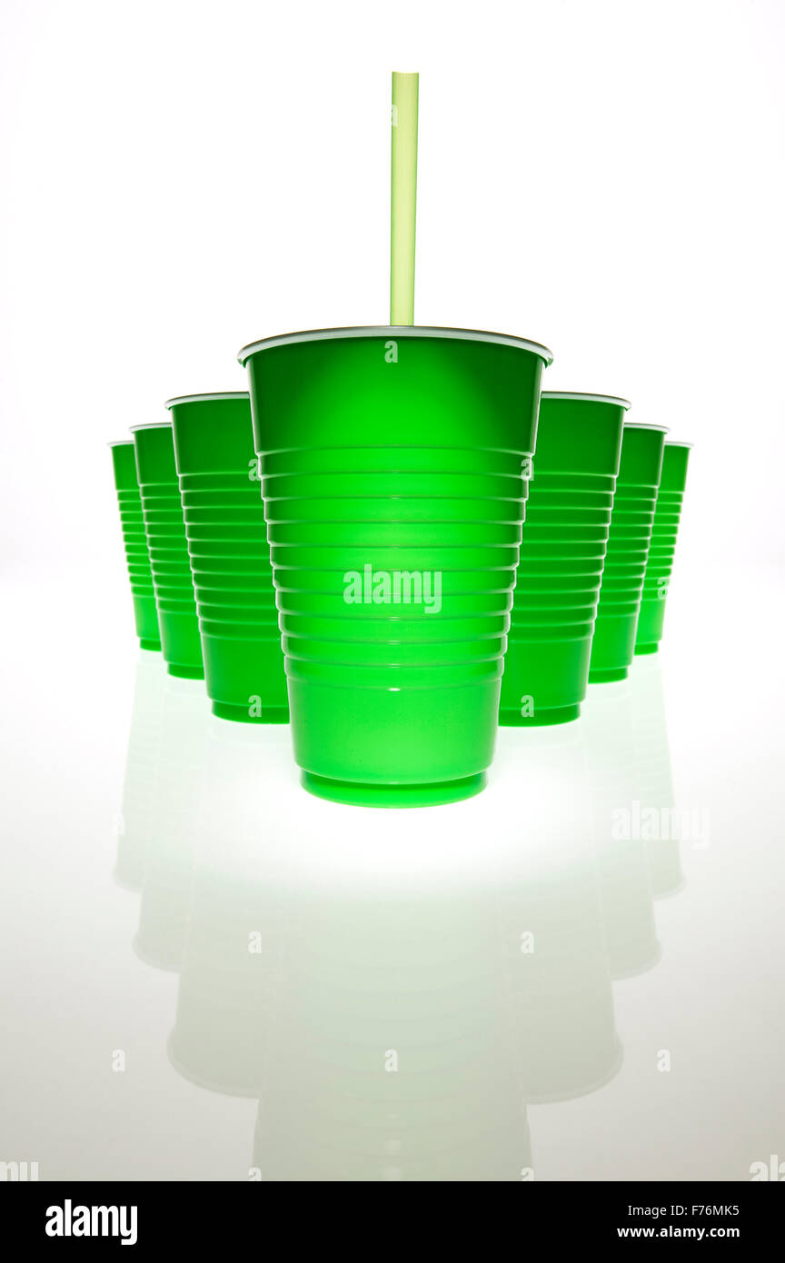 Green plastic cups Stock Photo Alamy