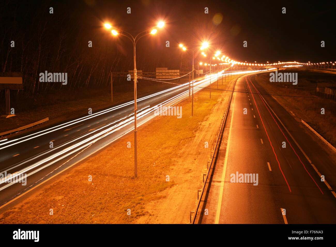 Highway at night Stock Photo