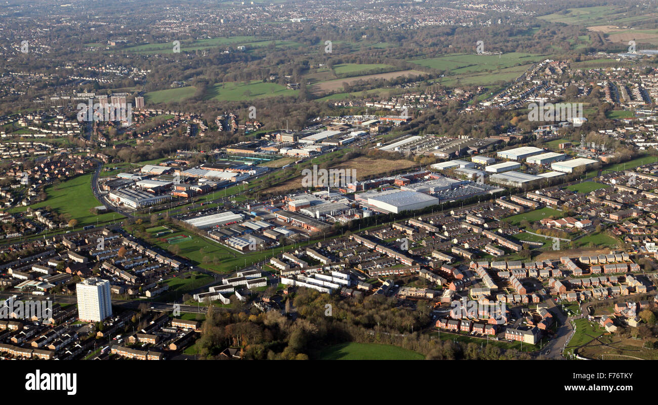 aerial view of Coal Road industrial and business park, Leeds, UK Stock Photo