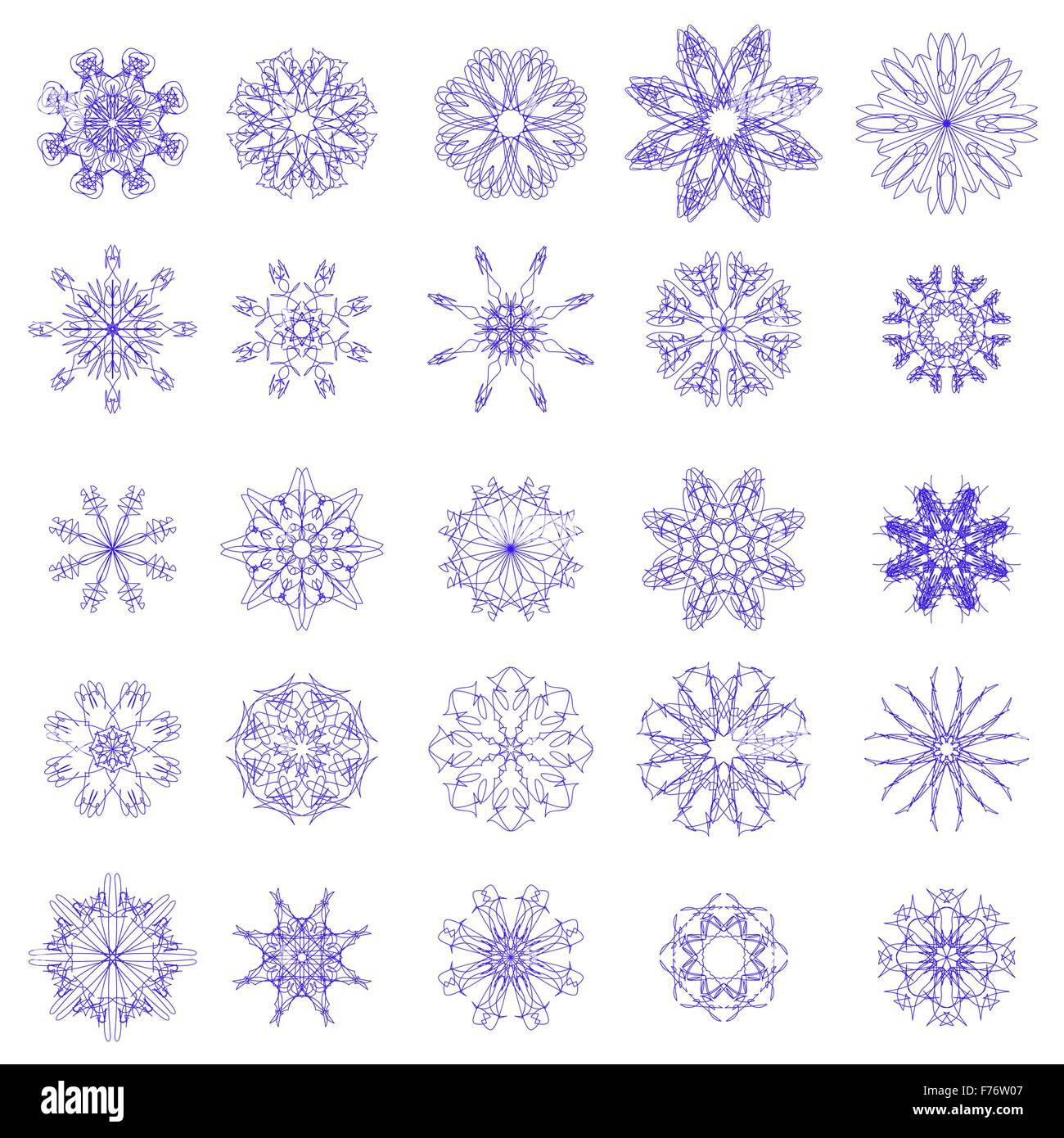 Set of Different Blue Snowflakes Stock Vector Image & Art - Alamy