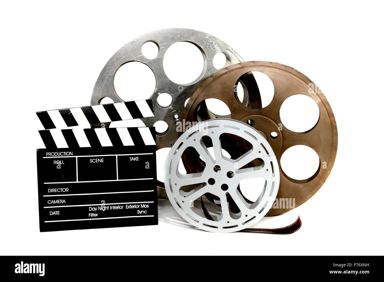 Old Movie Camera, Film Reels And Clapperboards Stock Photo, Picture and  Royalty Free Image. Image 96370540.