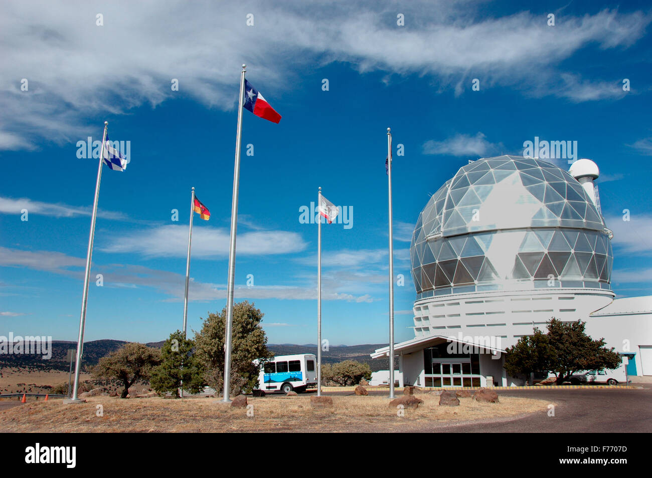 McDonald Observatory telescopes in western Texas mountains for research and deep space