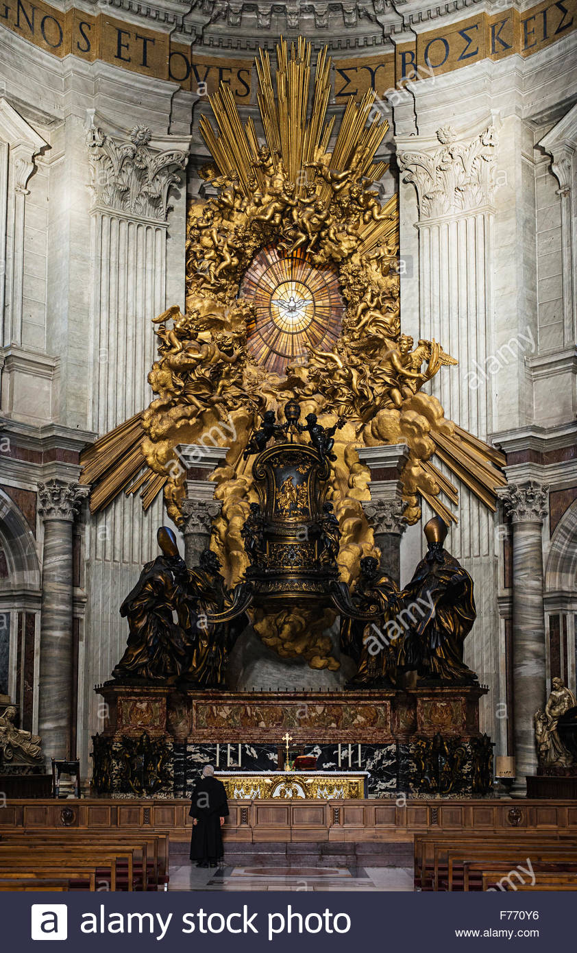 Cathedra Petri, Chair of Saint Peter and Gloria by Bernini in the Stock ...