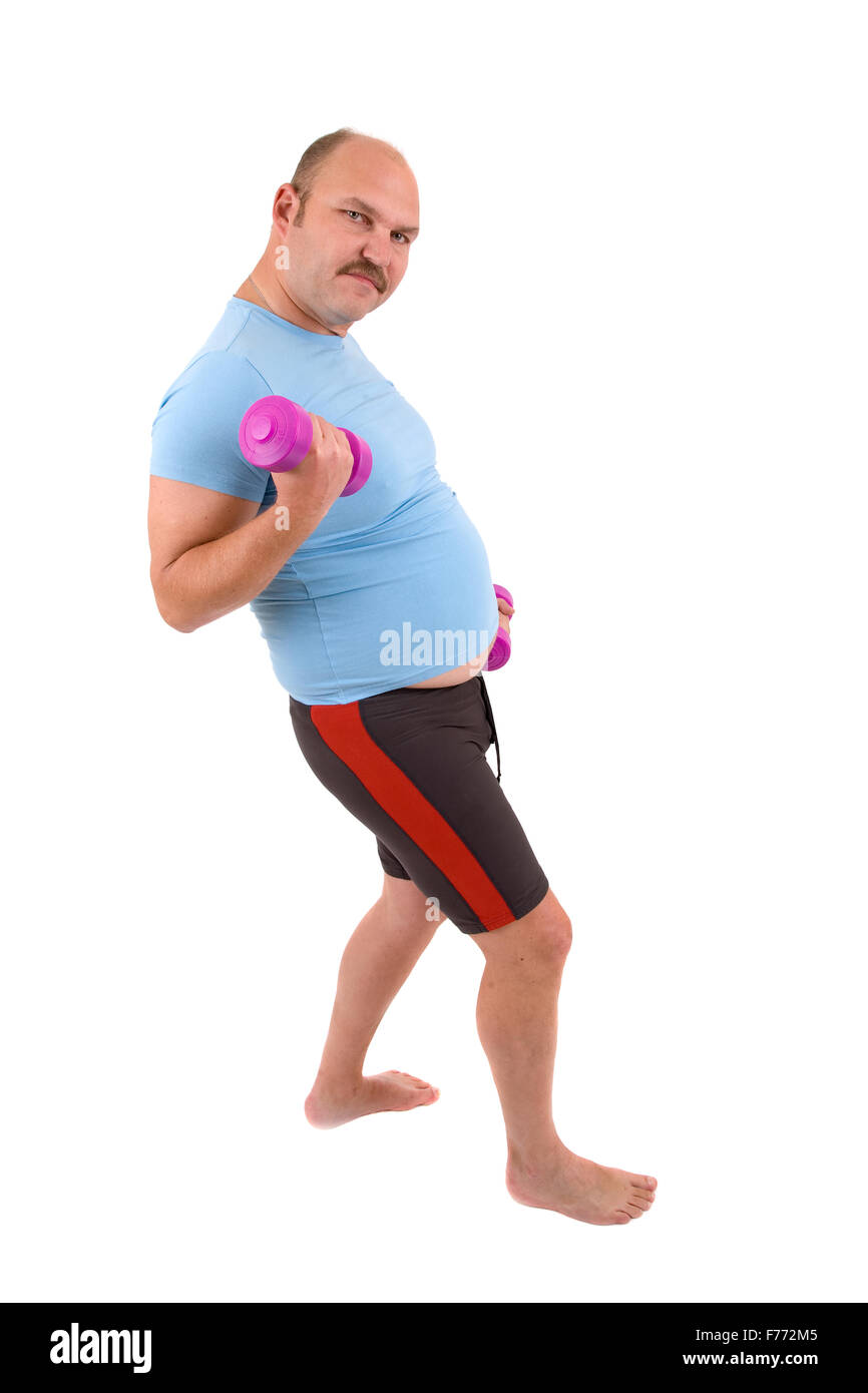 Overweight man doing exercises Stock Photo Alamy