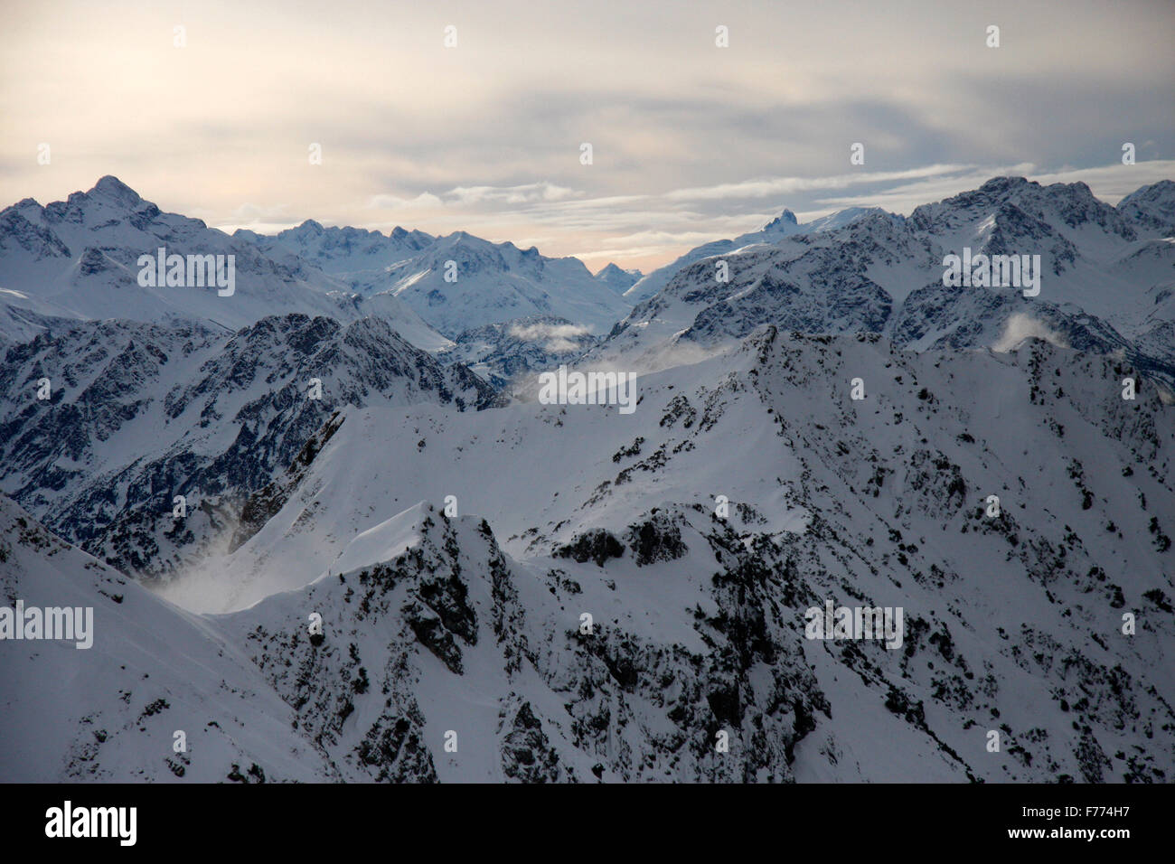 auf dem Nebelhorn, Winterstimmung, Oberstorf, Bayerische Alpen. Stock Photo