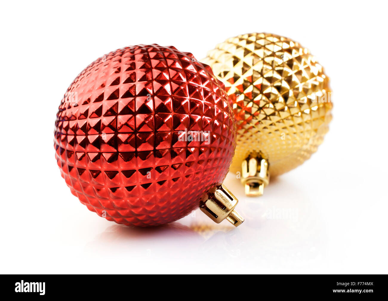 Red and golden Christmas ball isolated on white background Stock Photo ...