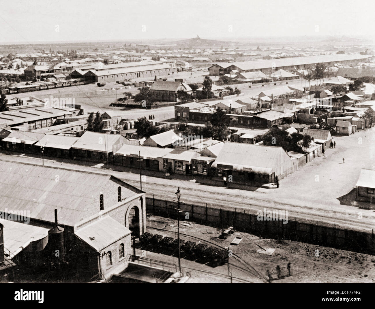 Kimberley town, where Cecil Rhodes was besieged in 1899, north west from DeBeers diamond mine, about.1900 Stock Photo