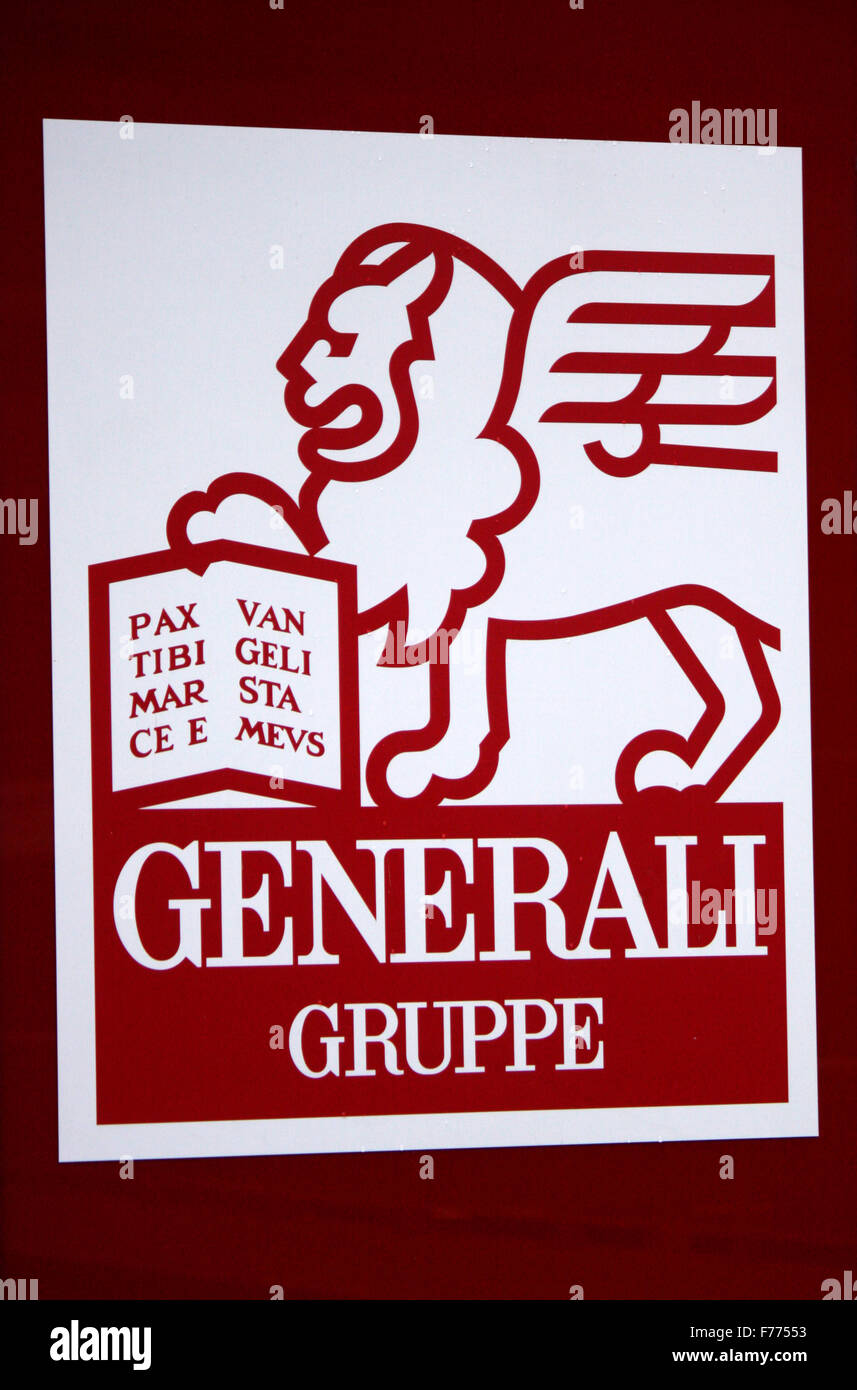 Markennamen: 'Generali Gruppe', Interlaken, Schweiz. Stock Photo