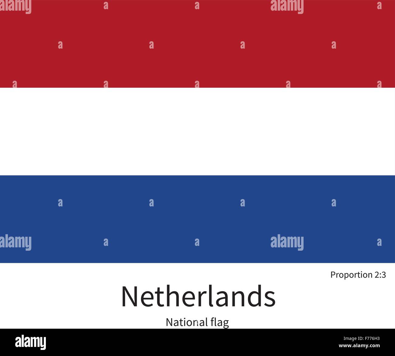 National flag of Netherlands with correct proportions, element, colors