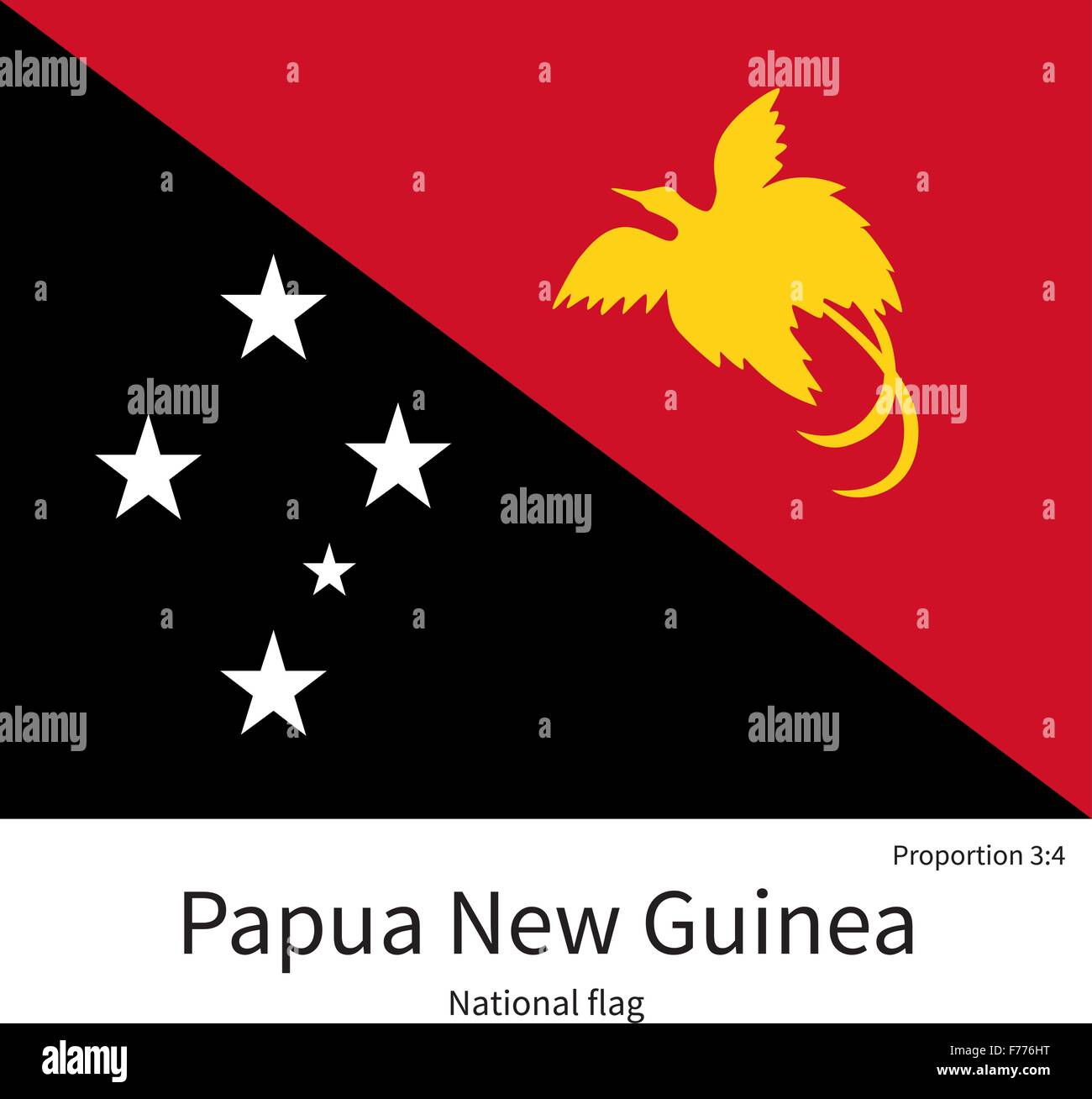 National Flag Of Papua New Guinea With Correct Proportions Element Colors Stock Vector Image
