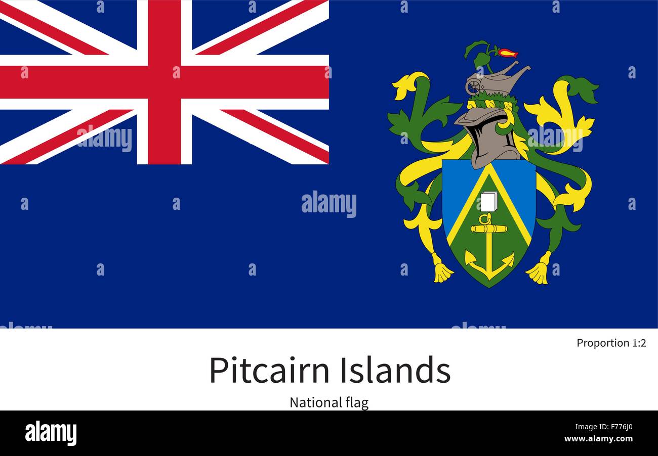 National flag of Pitcairn Islands with correct proportions, element, colors Stock Vector