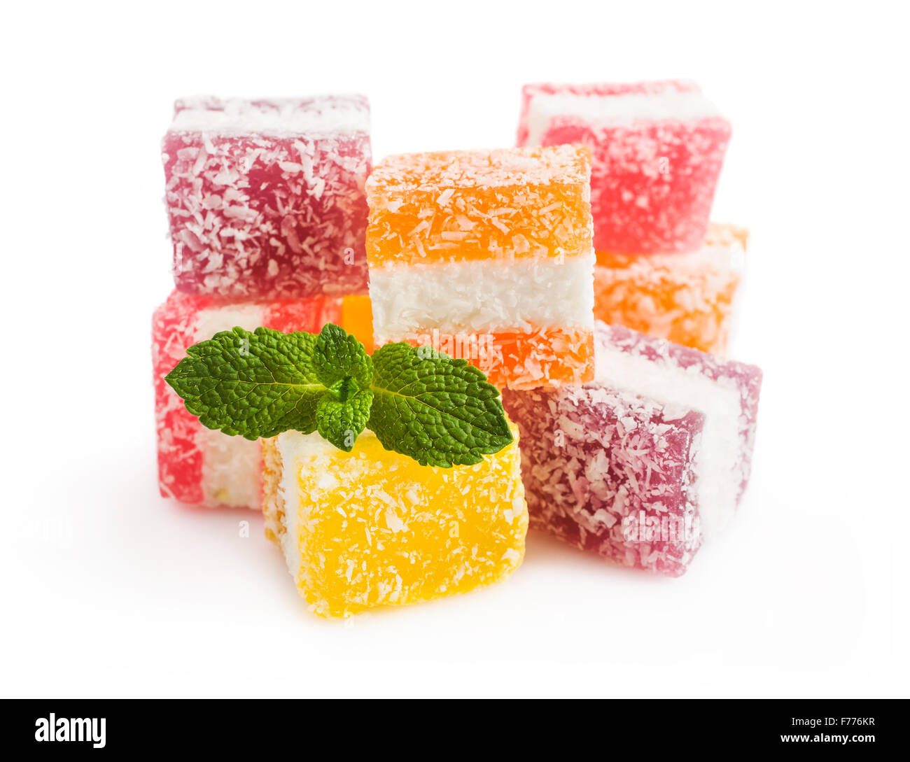 Colored candy fruits isolated over white Stock Photo Alamy
