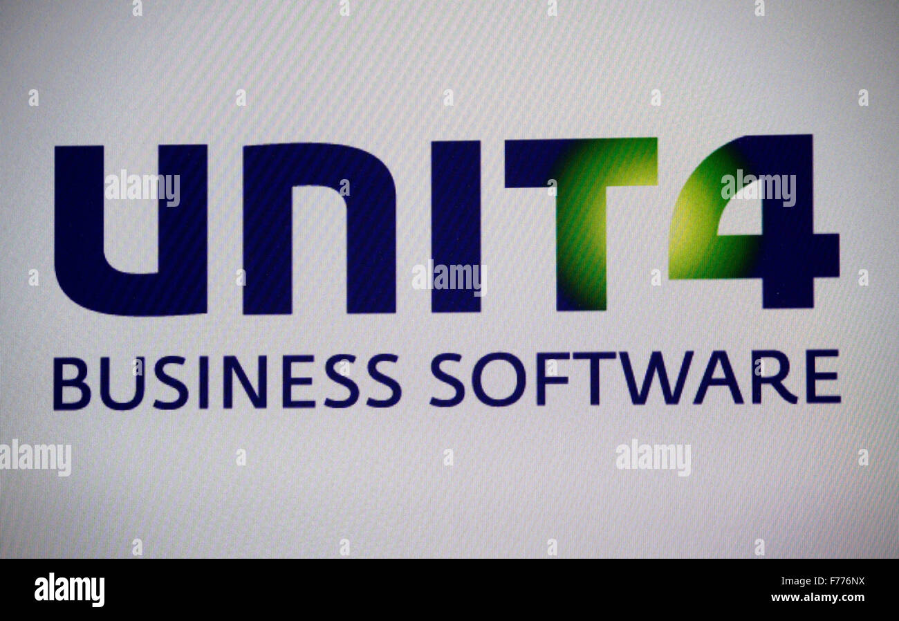 Markenname: 'Unit 4 Business Software', Berlin. Stock Photo