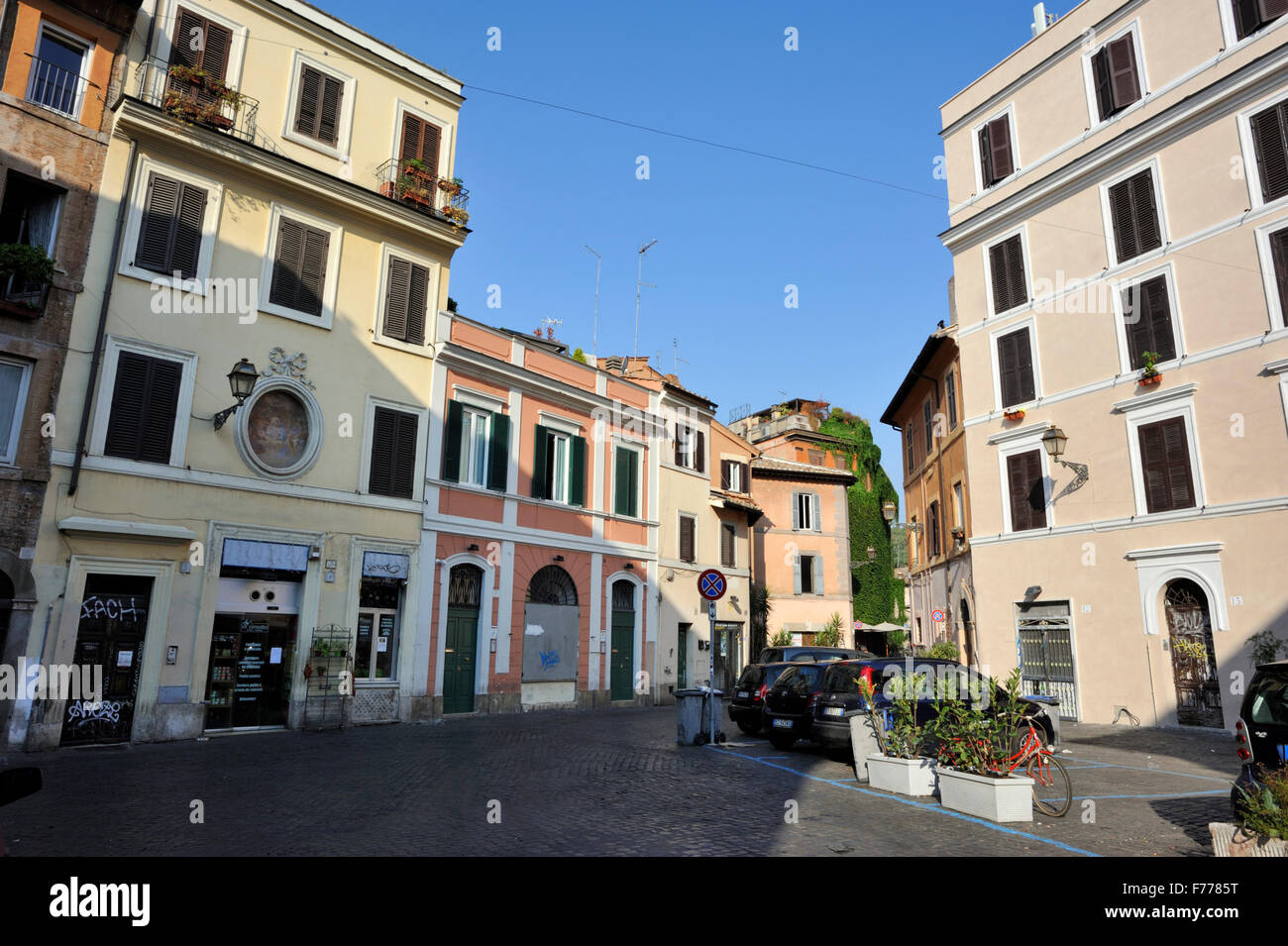 Piazza di San Giovanni della Malva, Trastevere, Rome, Italy Stock Photo