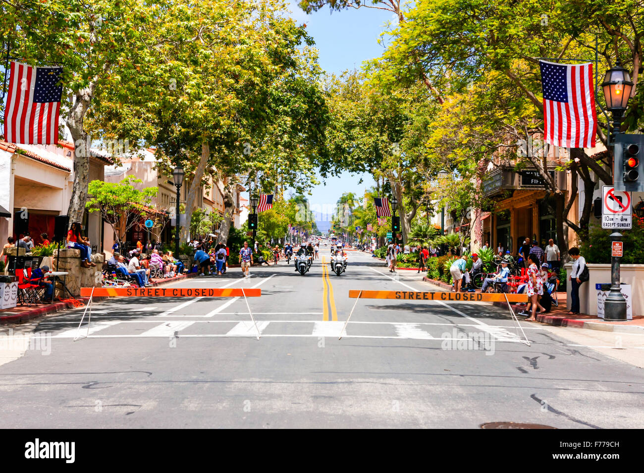 July 4th parade on State Street in Santa Barbara California Stock Photo