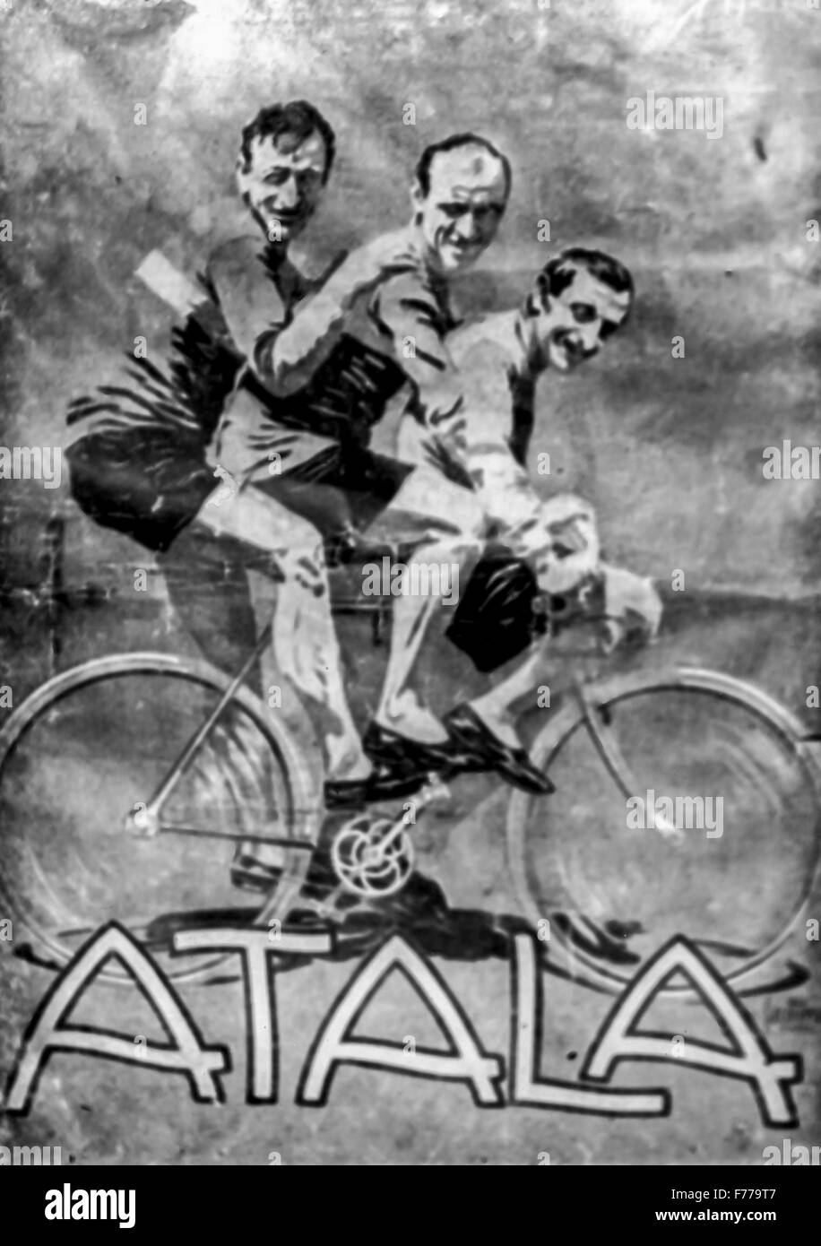 atala advertising,the three musketeers,luigi ganna,eberardo pavesi e carlo  galetti,winners of the first giro d'italia 1912 Stock Photo - Alamy