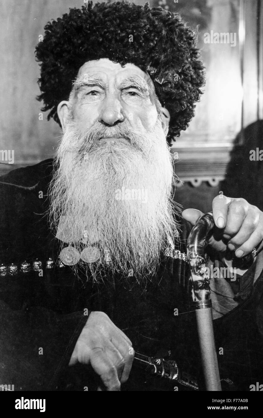portrait of an old russian man,1962 Stock Photo