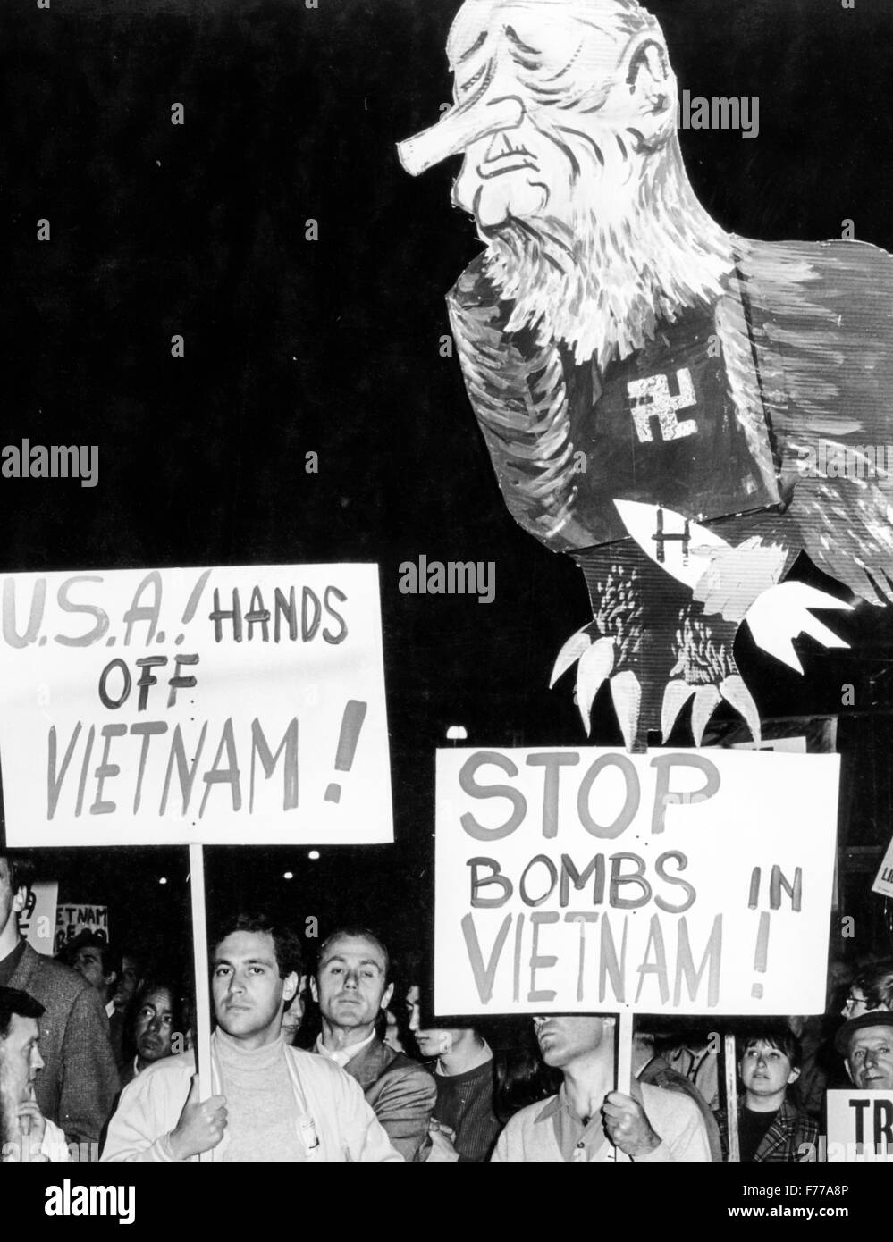 demonstration against the war in Vietnam,Rome 1968 Stock Photo