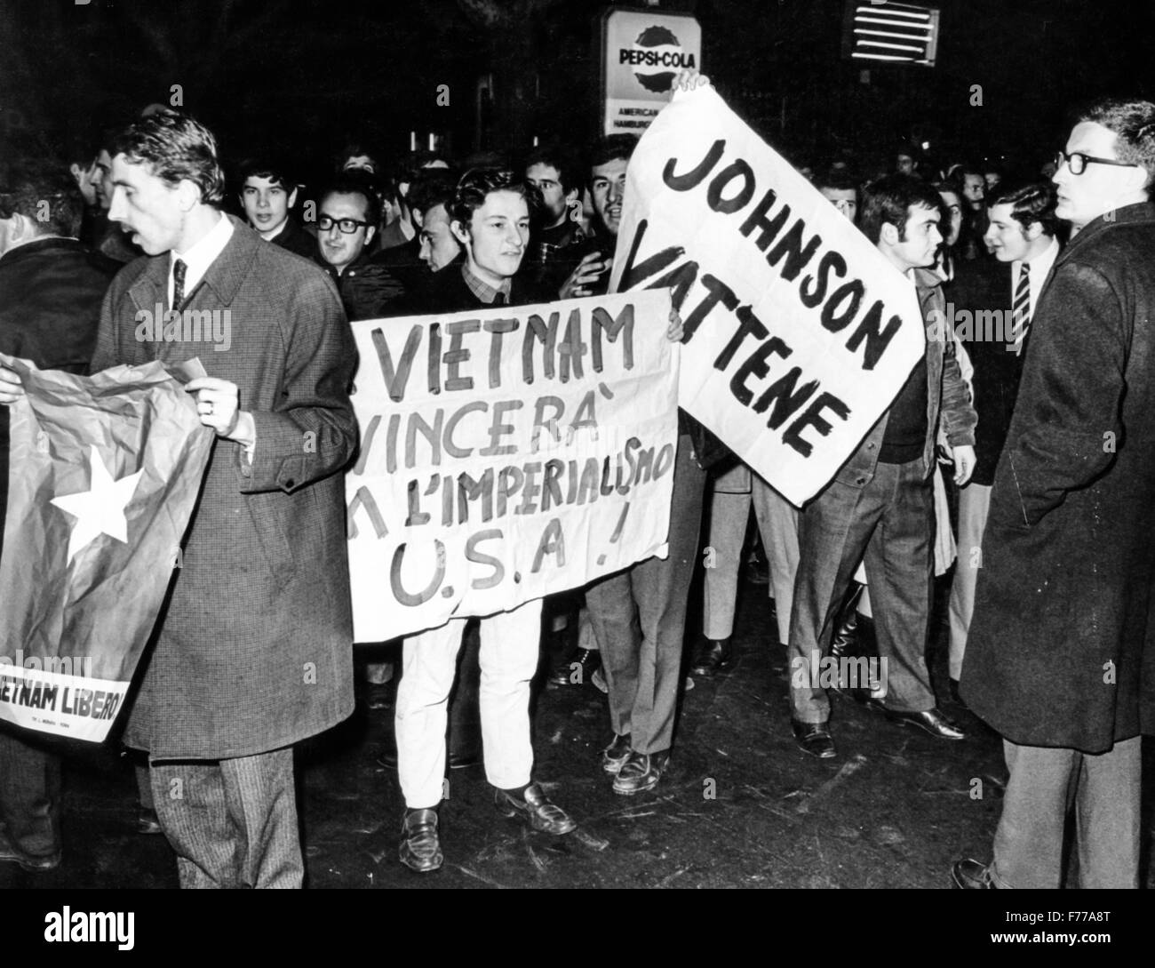demonstration against the war in Vietnam,Rome 1968 Stock Photo