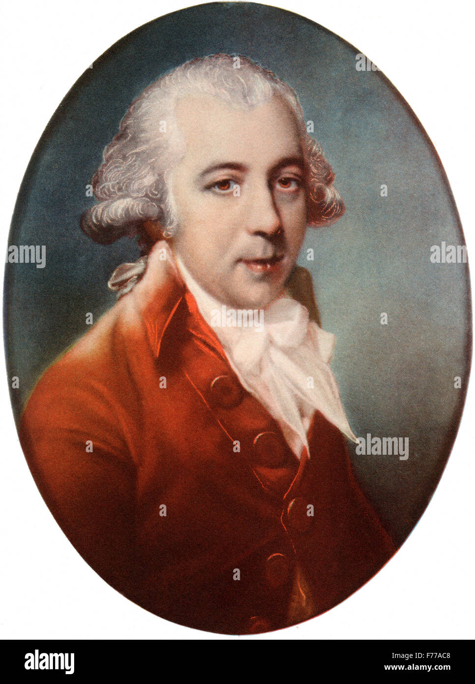Richard Brinsley Butler Sheridan, 1751 –  1816.   Irish playwright, poet and long-term owner of the London Theatre Royal, Drury Lane, London, England.  After the Pastel by John Russell, 1788. Stock Photo