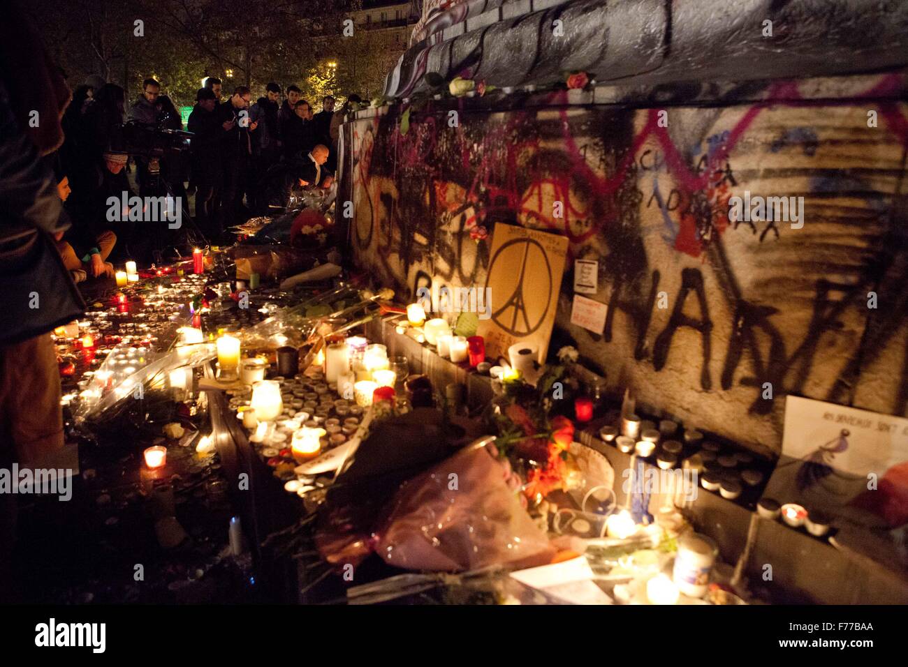 Paris Mourning At Place De La Republique After 129 People Were