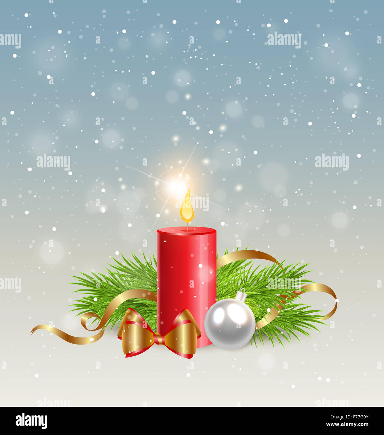 Christmas background with red candle and decorations Stock Photo - Alamy