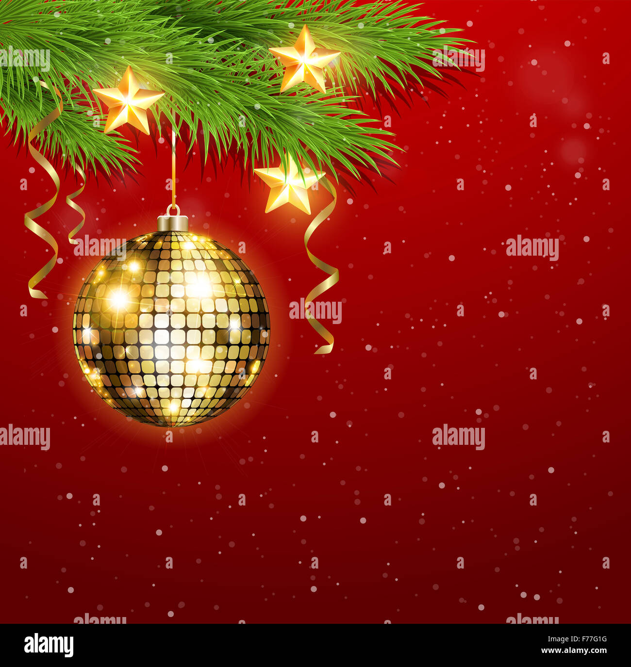 Christmas background with shining golden decorations and stars Stock ...