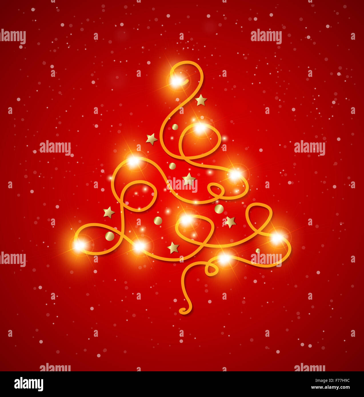 Abstract shining Christmas tree on a red background Stock Photo - Alamy