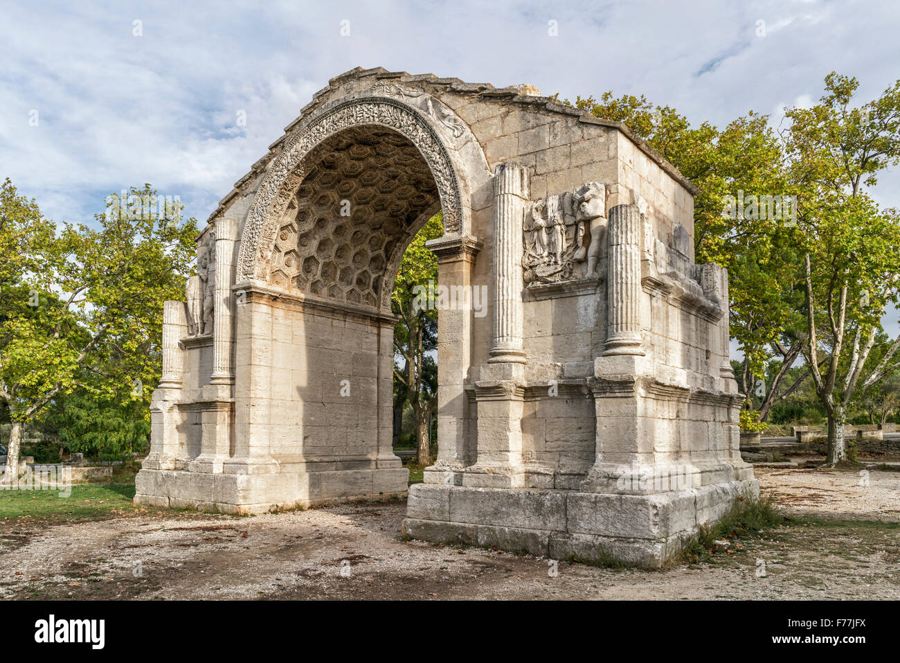 Ruins of Glanum, washington square arch, roman landmark, Saint Remy de Provence, France Stock Photo