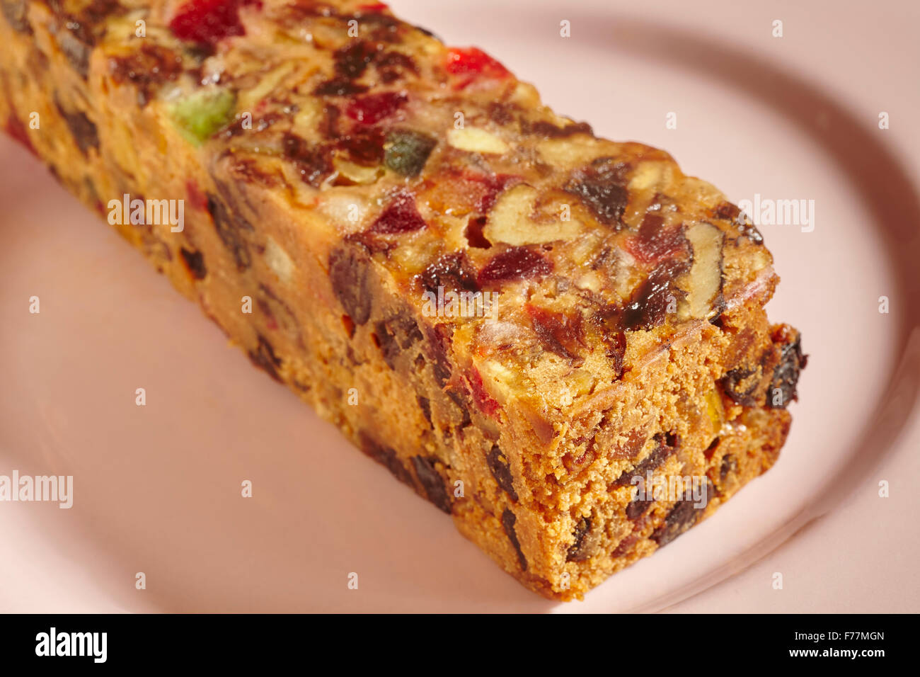 a bar of Claxton Fruit Cake from Georgia, USA Stock Photo