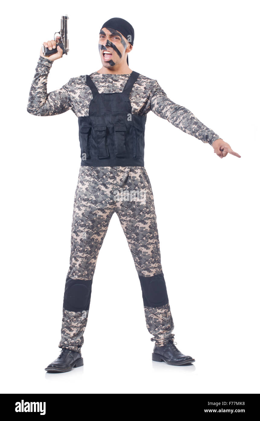 Soldier isolated on the white background Stock Photo - Alamy