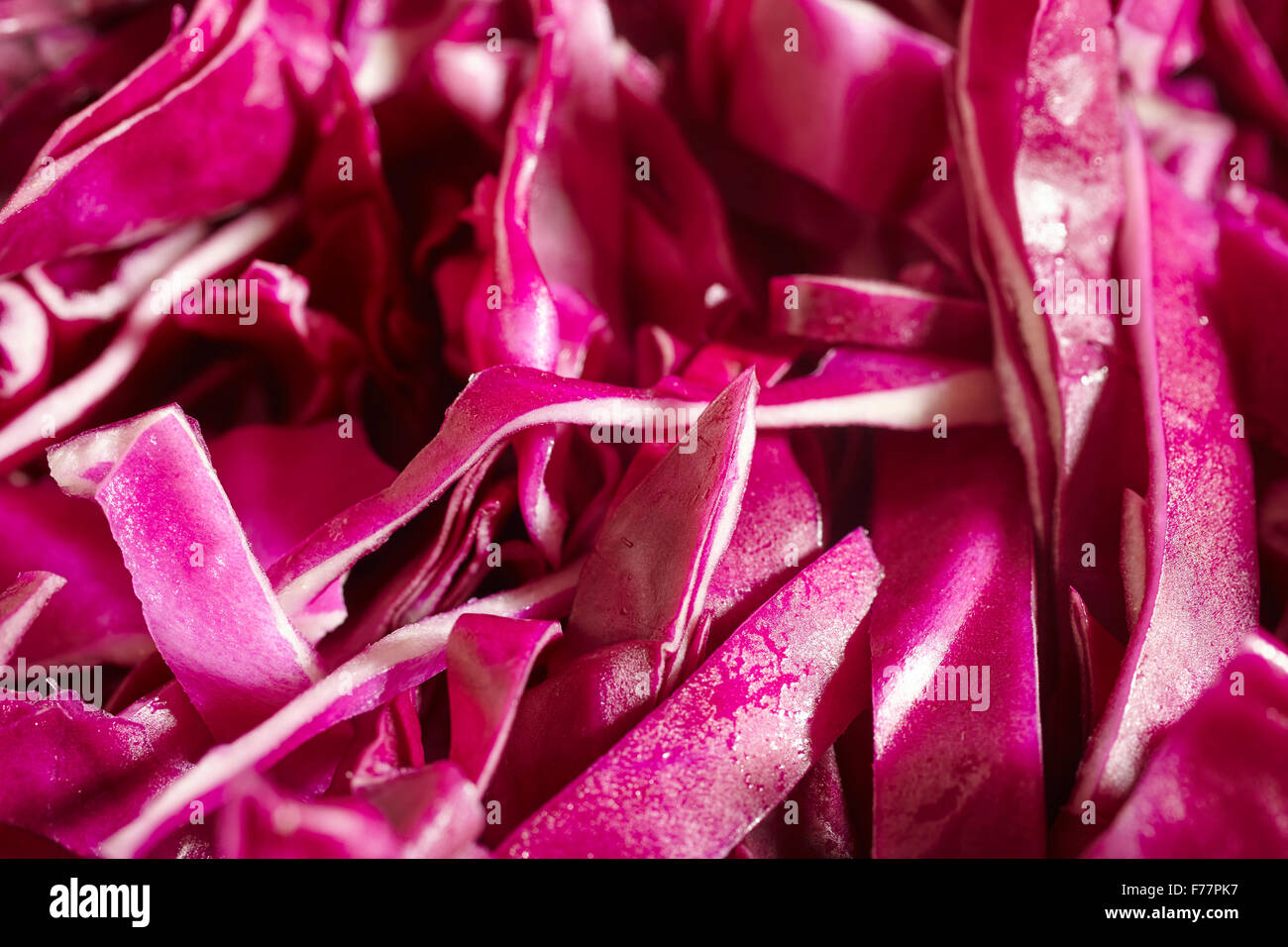 cut strips of fresh red cabbage Stock Photo