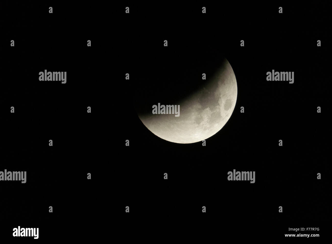 Lunar Eclipse fullmoon / Mondfinsternis,  leading to blood moon, September 28th 2015. Stock Photo