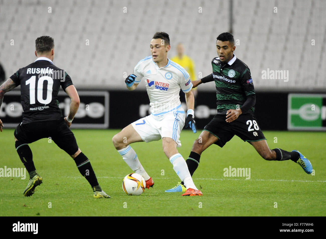 Marseille, France. 26th Nov, 2015. Europea League group stages. Marseille versus Gronigen. Ocampos (OM) Credit:  Action Plus Sports/Alamy Live News Stock Photo