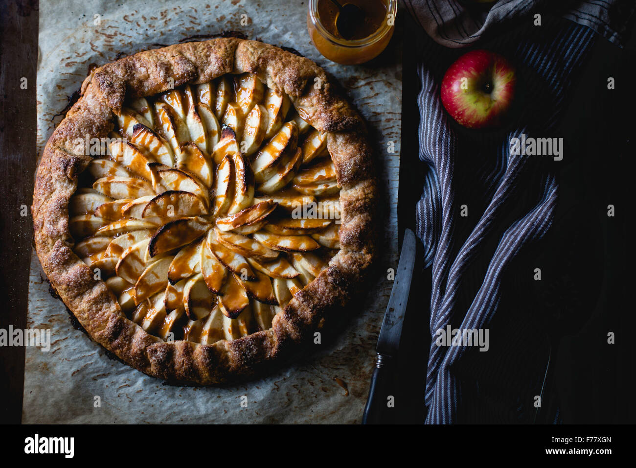 Apple Galette Rum Spiced Dulce de Leche, glutenfree Stock Photo Alamy