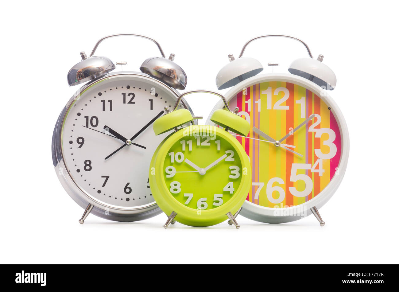 Alarm clock isolated on the white background Stock Photo - Alamy