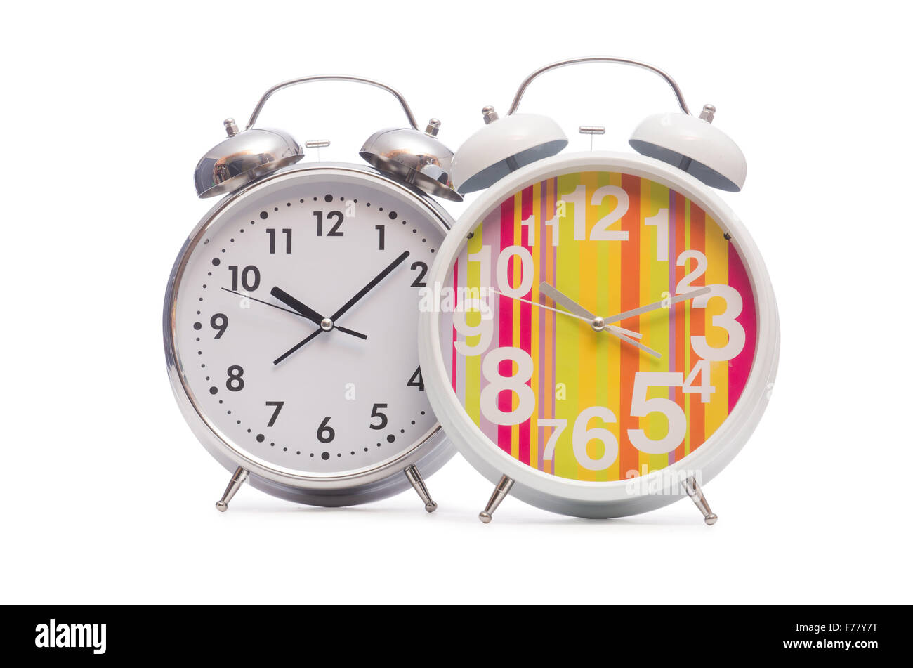 Alarm clock isolated on the white background Stock Photo - Alamy