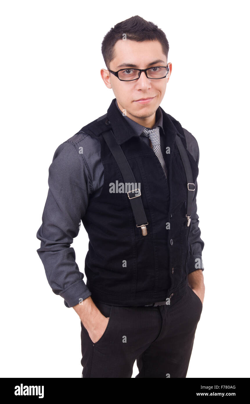 A young man wearing suit isolated on white Stock Photo - Alamy