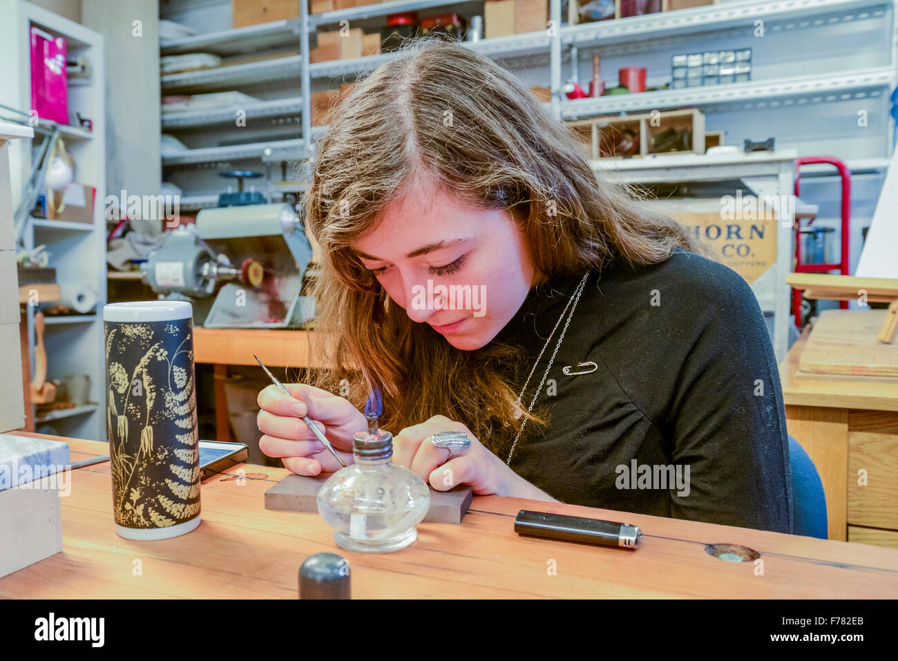 Jeweller, Parker Street Studios, 2015, East Side Culture Crawl, Vancouver, British Columbia*, Canada Stock Photo