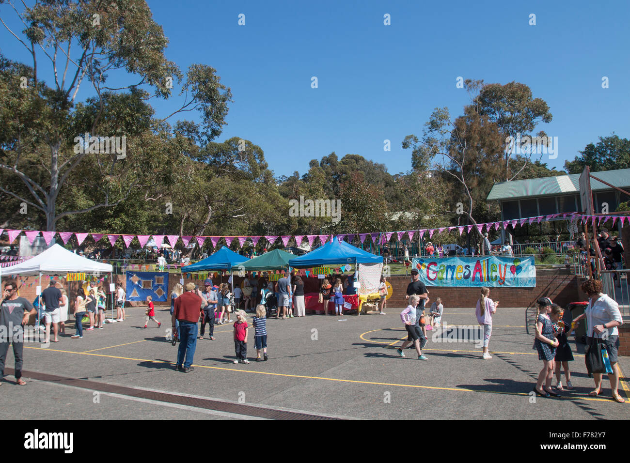 Sydney school fete fair on a blue sky day, New south wales, Australia Stock Photo