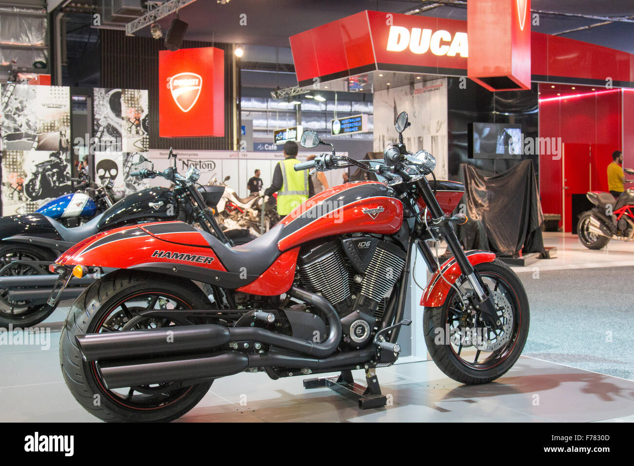 Victory Hammer motorbike at the Sydney motorcycle show 2015 held at olympic park,Sydney,Australia Stock Photo