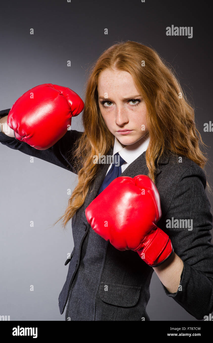 Woman boxer in dark room Stock Photo - Alamy