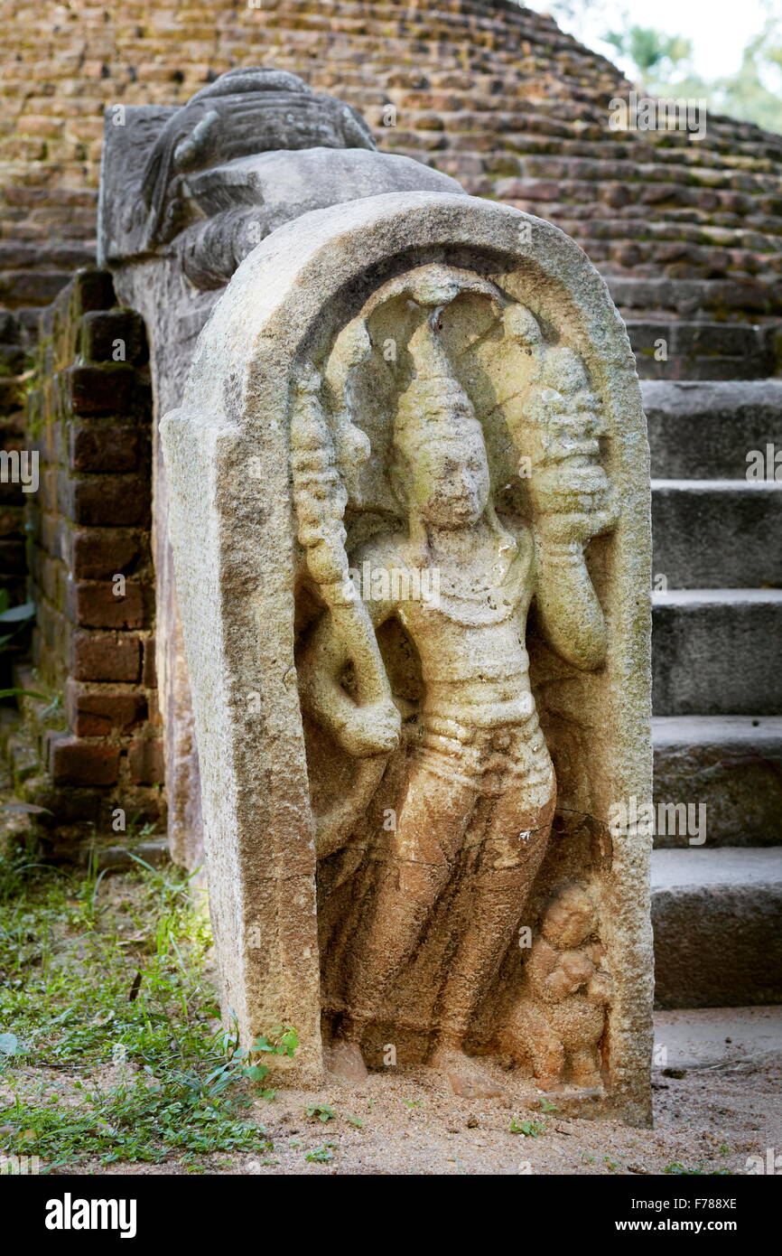 Sri Lanka - Anuradhapura, Ratnaprasada stone guard, UNESCO World Heritage Site Stock Photo